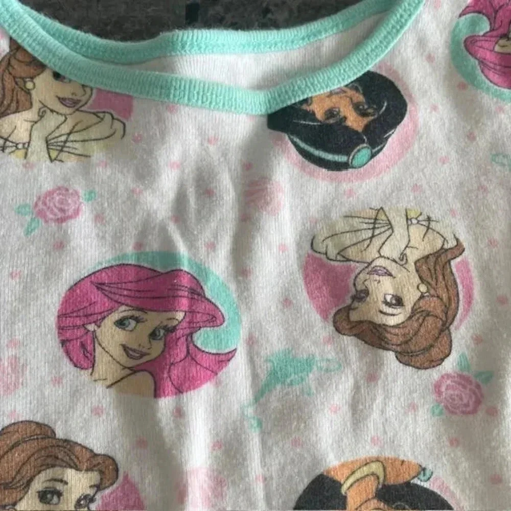 2 PC Girls Size 3T Disney Princess Cotton Pajama Set - Ariel, Belle, Jasmine
